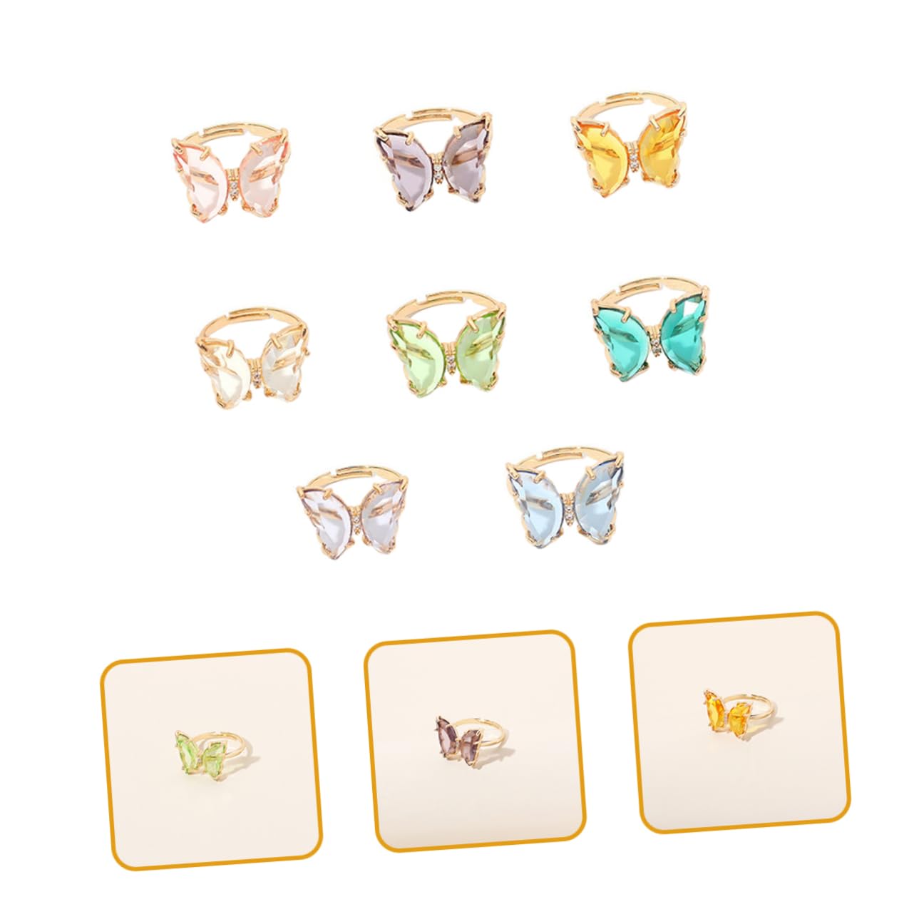 FRCOLOR 5 Series Anillo De Ajustable Para Mujeres De Transparente Y Joyería Casual Para Niñas Y Adolescentes 8 Piezas X 5