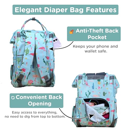 Image of Motherly Patented Diaper Bag Backpack for Moms | Waterproof Baby Travel & Maternity Bag | Spacious Nappy Bag with Insulated Bottle Pockets & Warranty (Floral Series)