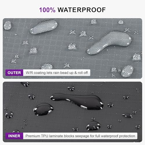 Image of PURPLE LEAF 11 Pieces Patio Dining Set with Waterproof Furniture Cover Rectangular Table and Chairs Set for Garden Deck Aluminum Frame Backyard Kitchen Set, Cushions and Pillows Included Grey