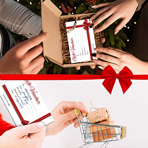 Cherry Red Bow Gift Certificate Cards/Voucher/Gift Coupon Book with Stub 50pages Cardstock 3.9 x 8.3 Inches - Thumbnail 7