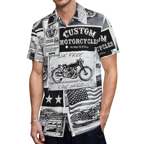 SZDIZOWE Men's Shirts Single Pocket Hawaiian Casual Printed Button-Down Lapel Shirts