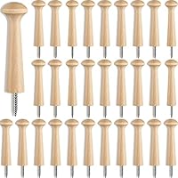 30 Pieces Wooden Shaker Peg Screw-on Pegs 3.62 Inch Long Unfinished Wood Shaker Racks for Hanging Clothes Hats Towel and More DIY Paint Color (Wood Color)