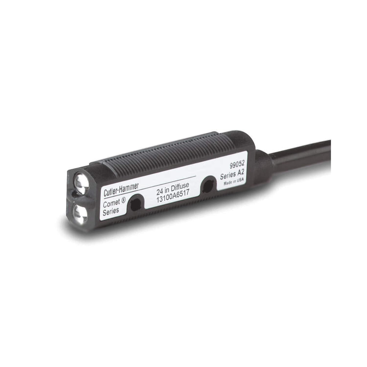 Eaton 13100A6513 Comet Series Photoelectric Sensor, Diffuse Mode, Adjustable Gain, Standard Beam, VMOS/NPN 300mA Output Type, 65ft Cable Connection, 24" Range, 15-30 VDC/20-264 VAC Input Voltage