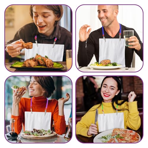 Piriuuo 4 Pcs Dental Bib Clips, Dental Napkin Clip Colorful Dentist Bib Holder Clip Napkin Bib Clips Neck Chain with Metal Clips for Runners Youth Adult and Elderly