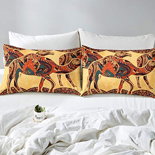 Erosebridal Camel Duvet Cover Bohemian Camel Comforter Cover Oriental Ornaments Bedding Set Egypt Colorful Floral Vintage Grunge Quilt Cover For Bedroom Decor 2Pcs Bedclothes Twin Size #TOP2