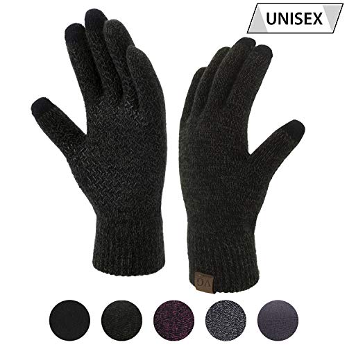 Winter Touchscreen Gloves for Men & Women 3 Fingers Dual-layer Touch Screen Warm