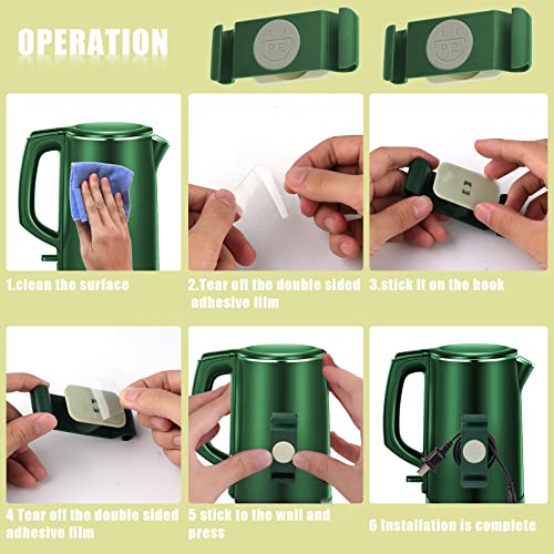 SAVITA-4-Piezas-Organizador-de-Cable-para-Electrodomesticos-y-4-Piezas-Adhesivos-Envoltorio-de-Cables-Soporte-de-Cables-Clips-de-Cables-Adhesivos-para-Microondas-Horno-Tostadora-Aire-Freidora-Verde
