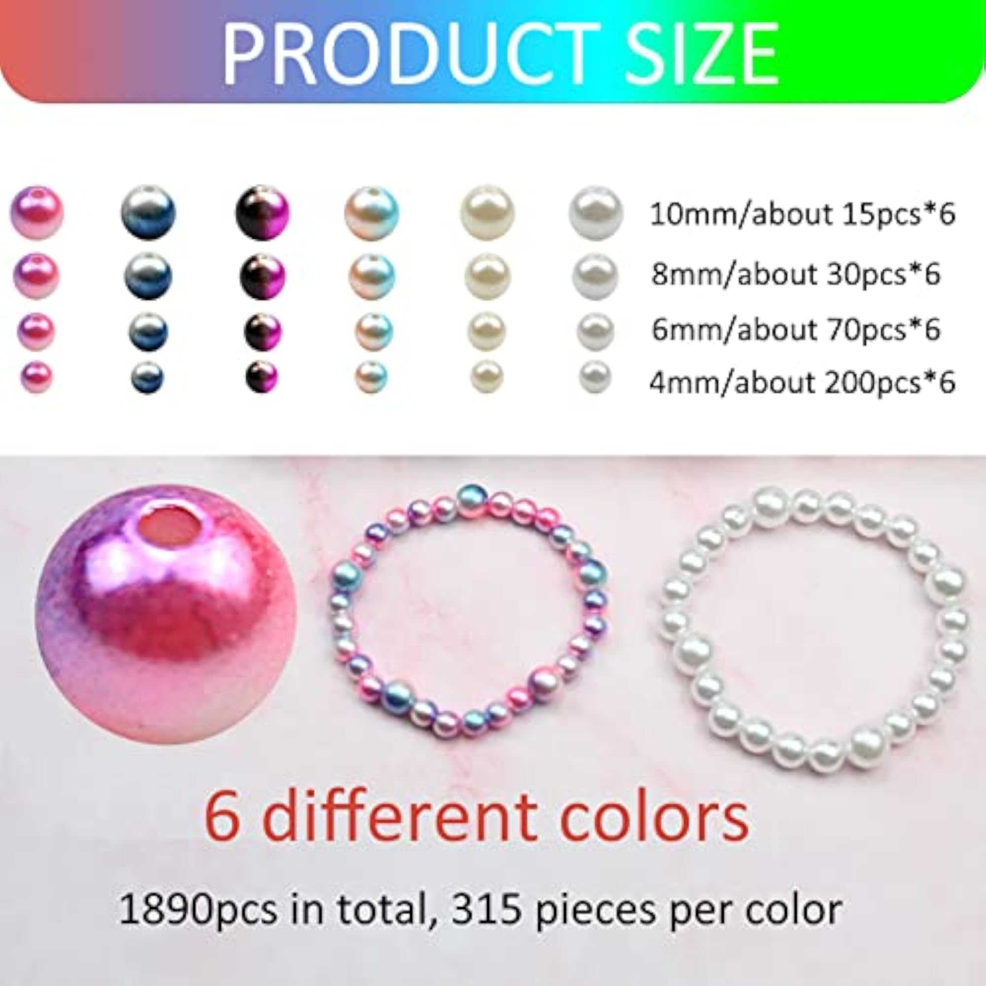 1890pcs Gradient Imitation Pearls for DIY Jewellery Making