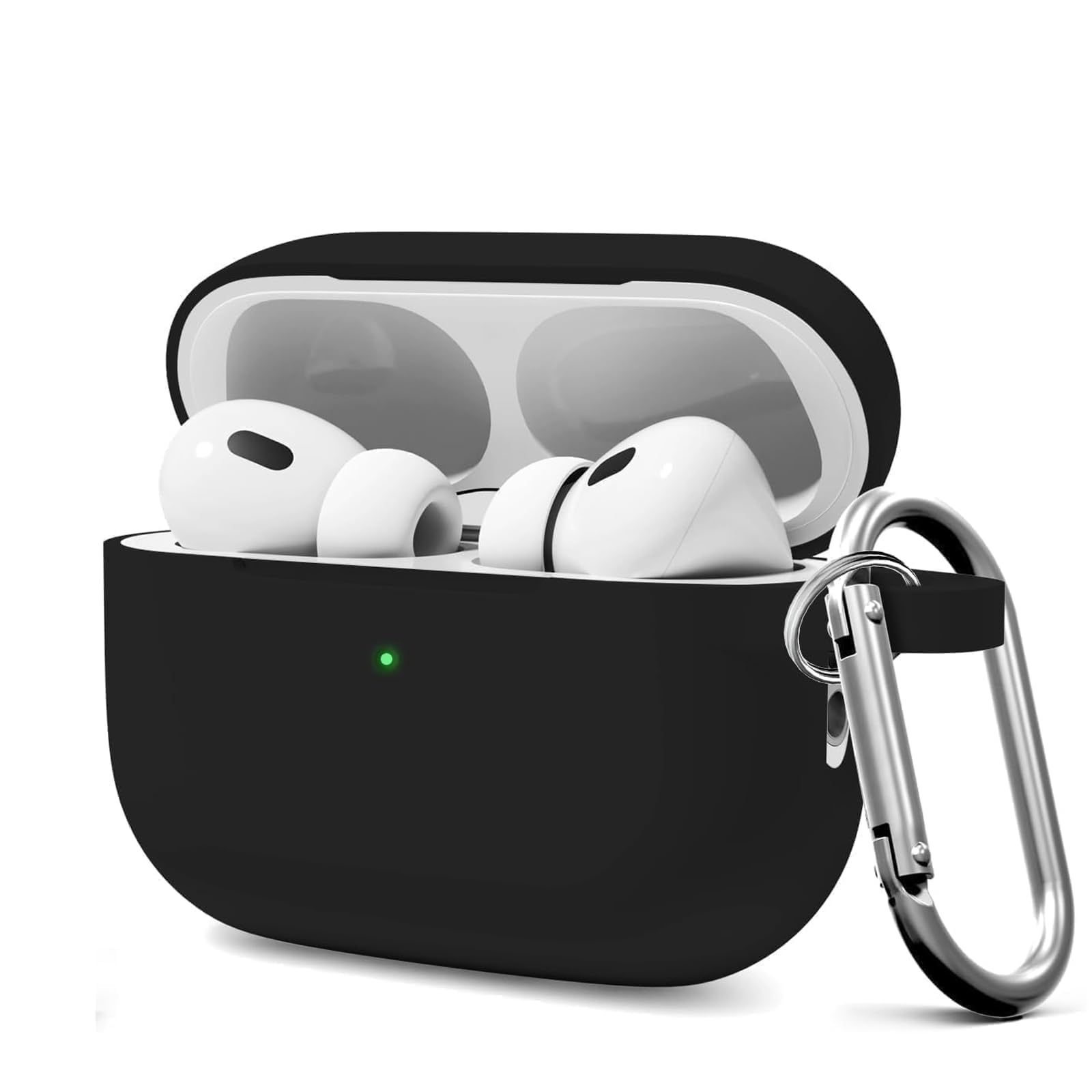 for AirPods Pro 2 Case Cover, Compatible with AirPods Pro 2nd/1st Generation Case Cover Accessories with Keychain,Black