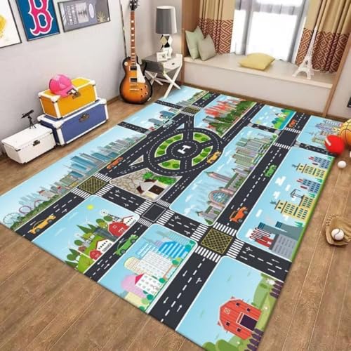 Amecke子供用カーペット駐車場登山マットゲーム交通道路マット早期教育幼稚園カーペット (160*230CM,020)