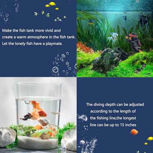 Image of onesimcr Floating Fish Tank Decorations, Aquarium Decorations, Lovely Diver Fish Tank Decorations, Floating Device Fish Tank Accessories,Suitable for All Kinds of Fish Tanks(Black)