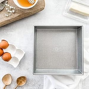 USA Pan Bakeware Square Cake Pan 8 inch Nonstick Quick Release Coating Made in the USA from Aluminized Steel
