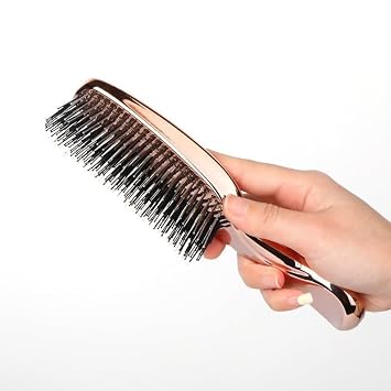 Compact Detangling Hair Brush for Wet & Dry Hair, Travel Hairbrush 572 Soft Bristles Scalp Brush for Pockets Purses- Blow Drying, Styling & DetanglingRose Gold