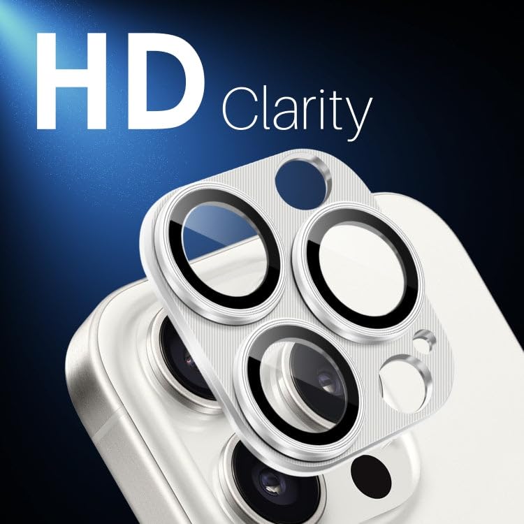 Image of Camera Lens Protector for iPhone 16 Pro /16 Pro Max | [Drop Protection] Tempered Glass | Metal Ring | Case Friendly | Scratch Resistant | Easy Installation (SILVER)