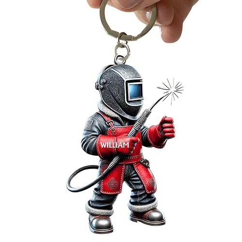 Personalized Welder Custom Name Keychain - 2-Sided Printed Key Ring