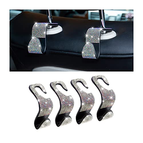 CGEAMDY 4 Stück Bling Auto Kopfstützen Haken, Autohaken Rücksitz Mit Strass Diamond, Universal-Sitz-Organizer-Aufbewahrungshaken Für Suspension Lebensmittels(Bunt)