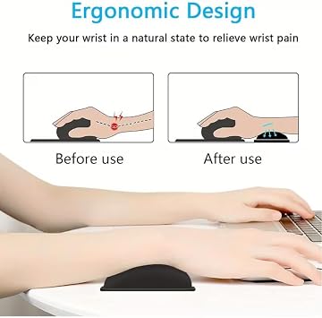 Klavye Bilek Yastığı, Ergonomik Jel Bilek Desteği, Kaymaz Tabanlı, Konforlu Mouse Pad, Siyah