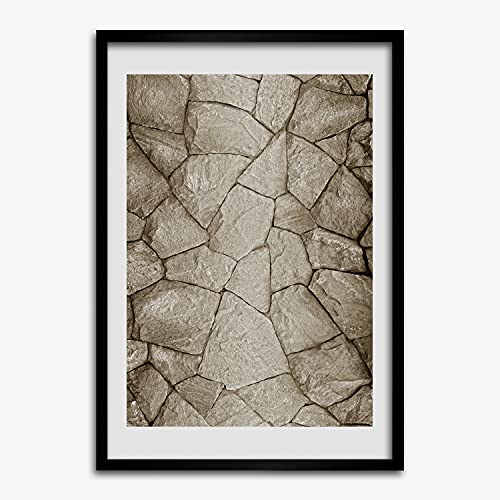 Cadre en bois de qualité Tulup 50x70 cm motif moderne effet mur de pierre pour tableau d'art
