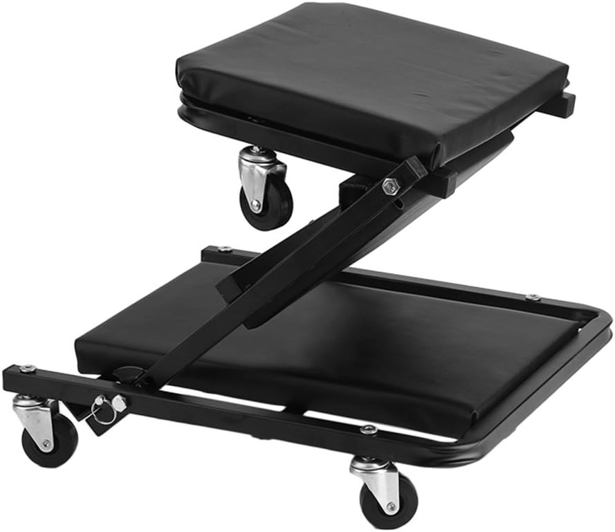 Folding 2 in 1 Creeper Board Workshop Board and Seat Roll Board Seat Stool Mechanism Steel Lounger 6 Wheeled