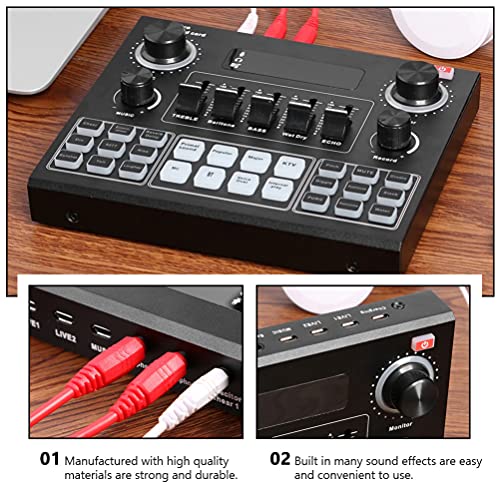 EXCEART V8 Placa de Som Ao Vivo Streaming de Trocador De Voz Ao Vivo Mixer De Áudio da Placa de Som