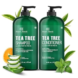 Botanic Hearth Tea Tree Shampoo And Conditioner Set | With 100% Pure Tea Tree Oil, For Itchy And Dry Scalp, Sulfate/Paraben Free | For Men And Women | 16 Fl Oz Each
