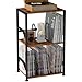 LOAKEKEL Record Player Stand, Vinyl Record Storage Up to 200 Albums, 3 Tier End Table with Removable Dividers, Tall Side Table for Living Room, Bedroom, Rustic Brown, HETCD010BR-1