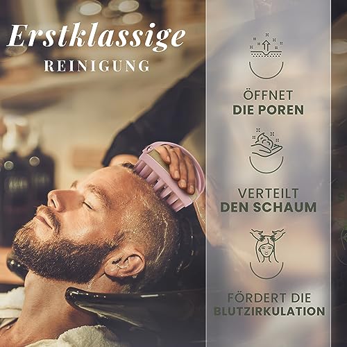 Foto von BAMBUA Kopfhaut Massagebürste - (Anti-Schuppen Effekt) Kopfmassage Bürste - Zur Kopfmassage beim Duschen - Premium Scalp Massager - inkl. E-Book „Gesunde Kopfhaut“ (Rosa)