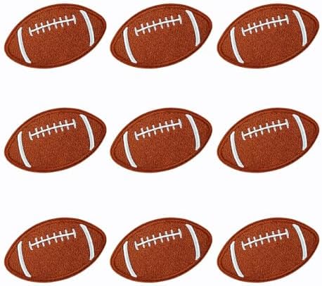 FAZHBARY 9 PCS Football Patches Football Iron On Patch Sports Patches Football Applique Embroidery Patch for DIY Decorative Clothes Hat