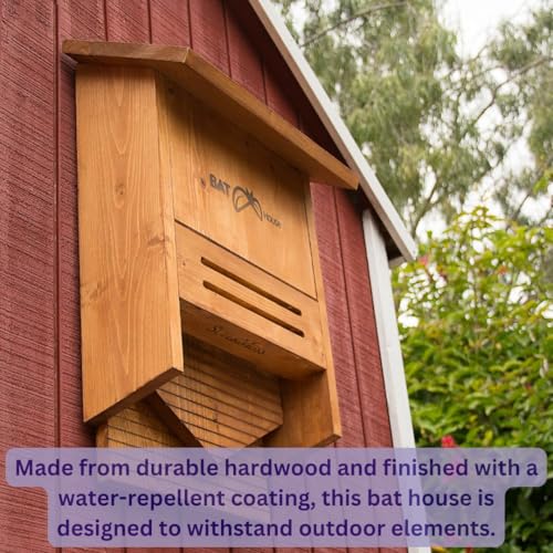 SuperMoss (56200) Beneficial Bat House – Large Three-Chamber Bat Box for Backyard and Garden – Durable Wooden Shelter for up to 100 Bats – Bat Houses for Outdoors, 15.5”L x 23”H x 8”W, Walnut Stain - Thumbnail 4