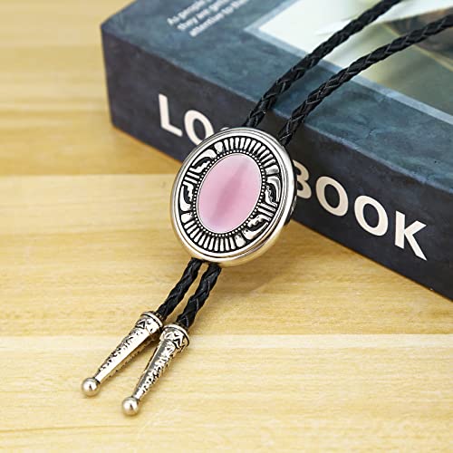 Image of Btilasif Bolo Tie- Tiger Eye Stone Bolo Tie Leather Necktie Western Jewelry Accessories for Women Men