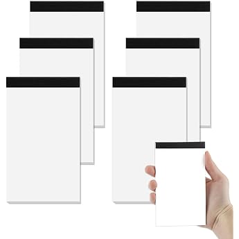 Hopton Notepad Small A7 Pack of 6 Blank Writing Pad 30 Sheets per Pad 80g Mini Notepads Note Pad To Do Lists for Work Study Office School Household White Blank Paper