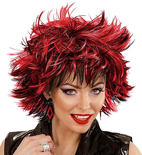 Perruque punk courte femme Steamy noire rouge contre les cheveux sans volume