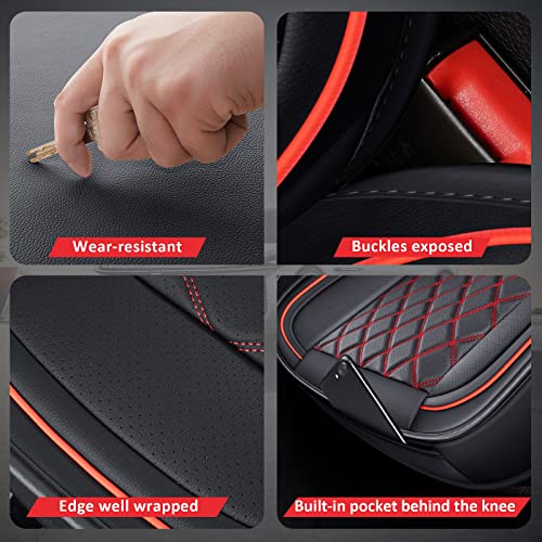 Image of MIROZO Front Seat Covers for Car, Car Seat Covers Waterproof Car Seat Protectors Automotive Seat Covers Vehicle Cushion Cover Breathable Fit for Most Sedan, Truck and SUV (Black and Red,2PCS)