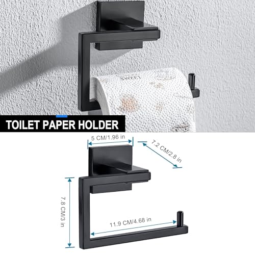 YACVCL 5 Pieces Bathroom Hardware Accessories Set Black Towel Bar Set Towel Holder Racks Set for Bathroom,Wall Mounted Stainless Steel,23.6 Inch - Image 5