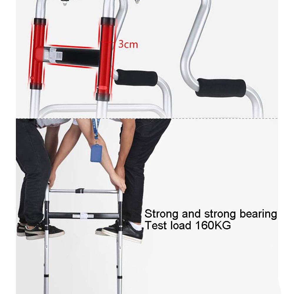 chodzik, Składane ramy do chodzenia, regulowana wysokość z siedziskiem Pomoc w chodzeniu ze stopu aluminium Antypoślizgowe stopy dla starszych seniorów Niepełnosprawni Tęsknią za(With Seat)