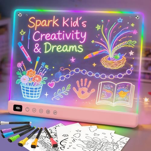 Lumiboard Led Drawing Board with 13 Light Effects, 16' Rechargeable Glow Doodle LED Note Board with Colors, Neon Light Up Drawing Tablet Gifts for Kids for Easter Birthday Christmas Gift Ideas