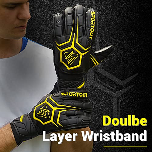 Sportout Goalie Gloves, Goalkeeper Gloves with Finger Protection, Breathable Soccer Goalie Gloves, 4mm Latex, for Kids Youth and Adult(Yellow,8) - Thumbnail 5