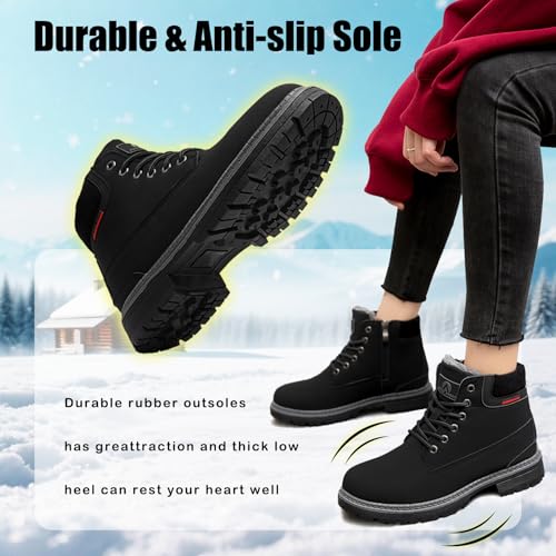 VTASQ Winterstiefel Damen Gefüttert Winterschuhe Wasserdicht Warme Winter Boots Outdoor Wanderschuhe Rutschfest Frauen Schneestiefel Kurzschaft Stiefel Schwarz EU39