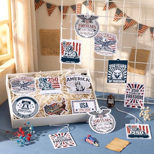 Image of 20 Pcs 250th Anniversary USA Car Air Freshener Patriotic Hanging Car Diffuser Ornaments for Cars Rearview Mirror Home Decor Patriots' Day 250th Anniversary Party Gifts
