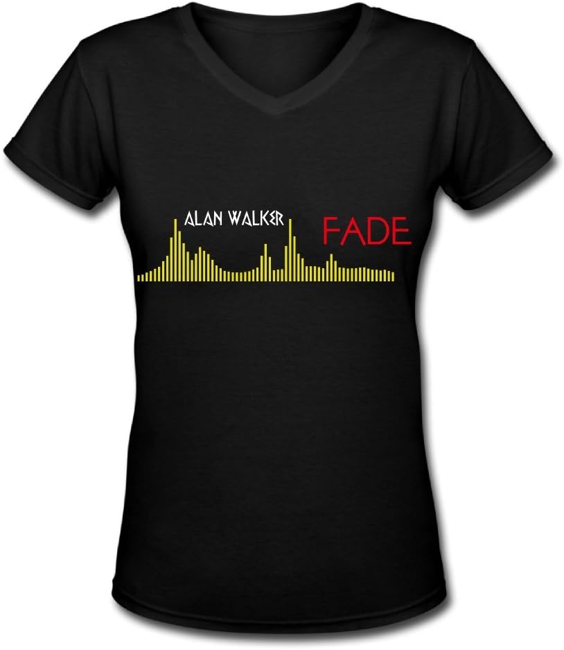Emoute Women's Alan Walker V-neck T-shirts M Black