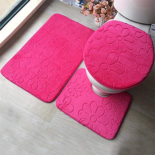 Alfombra de baño de 3 piezas en franela suave y base antideslizante 4