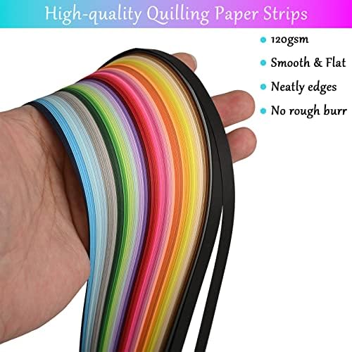YURROAD Quilling Paper Strips Set for 640 Strips 36 Colors Paper Quilling Length 39cm Width 3mm 5mm 7mm 10mm Paper Quilling Strips 4 Size for Quilling Arts Paper Crafts Greeting Cards Design