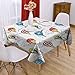 Produktbild Hohun Bunte Camping Square Tischdecke Hand gezeichnete Skizzen Wolken und Heißluftballons Kinderspielzimmer Kinderzimmer dekoriert Küche Mehrfarbig