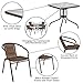 Flash Furniture Lila 28'' Square Glass Metal Table with Dark Brown Rattan Edging and 4 Dark Brown Rattan Stack Chairs
