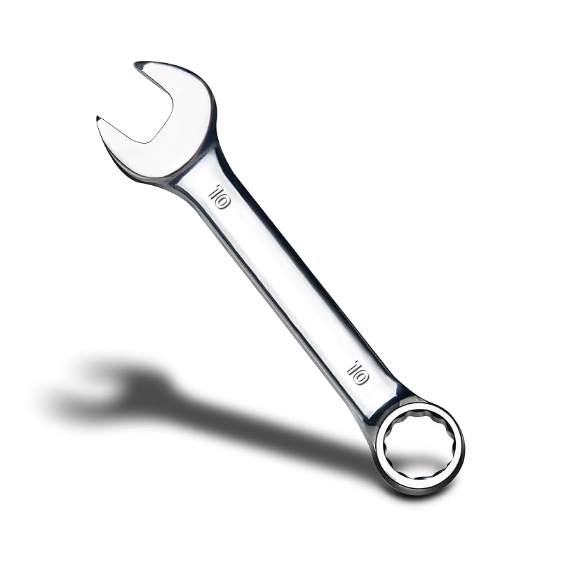 Chave Combinada Curta zhax 10 mm, Boca Estriada de 12 Pontos, Deslocamento de 15°, Aço Cromo-Vanádio, 1 unidade