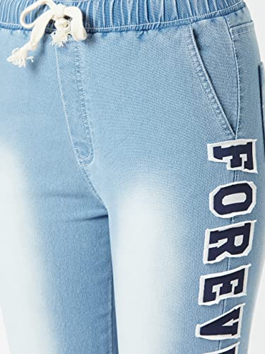 Image of Miss Chase Women's Skinny High Rise Cropped Fringed Hemline Detailing Stretchable Denim Jeans