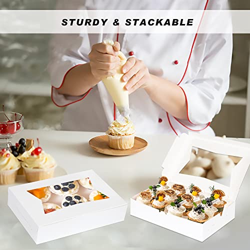 Zzrywuty 20PCS White Cookie Boxes 12x8x2.5 Inches Bakery Boxes with Window, Dessert Boxes Strawberry Boxes, Pastry Boxes, Treat Boxes for Chocolate Strawberries, Pies, Donuts, Muffins, Party Favor - Thumbnail 6
