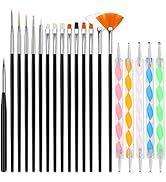 Qufiiry 20 Stück Nagel Pinsel Set, Enthalten 15 Bürste + 5 Dotting Pen Nail Art Pinsel, Nail Art ...