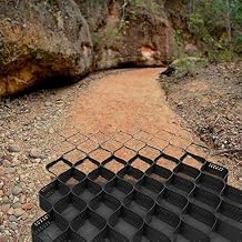 2 Inch Height Geo-Cell Ground Grid, HDPE Geogrid Ground Gravel Grid, Geogrid Driveway, Permeable Paver System, Ground Stabilization Grid Geo-Cell Permeable4x7m13x23ft