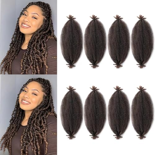 Marley Twist Braiding Hair 16 Inch Springy Afro Twist Hair 8 Packs Spring Twist Crochet Hair Synthetic Wrapping for Cuban Twist Hair Soft Locs(16 Inch,8Pack,T30)